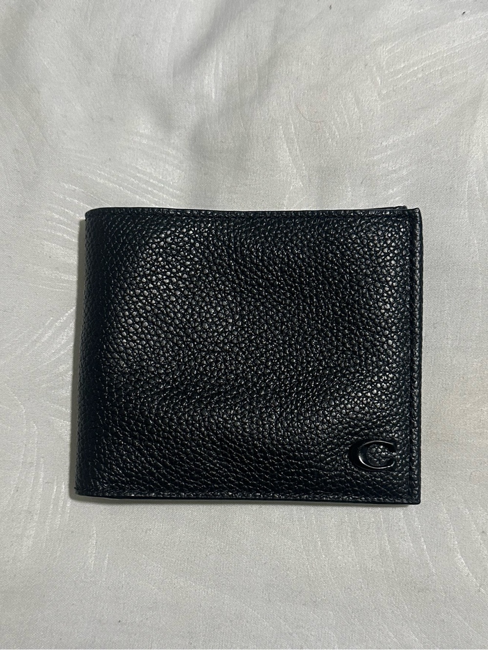 Coach Black Pebbled Leather Money Clip Wallet
